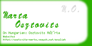 marta osztovits business card